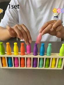 1 Set - Mini Colorful Bottle Matching Game, Bottle Matching And Color Guessing Game, A Color Strategy Board Game, Fun Bottle Guessing Challenge, Ideal Gift For Valentine's Day, New Year, Party Or Birthday, Includes Colorful Bottles And Box. - Multicolor - View 1
