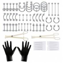 70pcs Stainless Steel Septum Piercing Set Lip Tongue Ear Piercing Set Suitable For Various Piercings - Style 70 - View 9