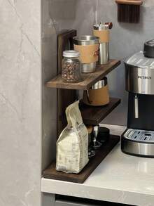 1pc-Walnut Wood Multifunctional Desktop Storage Vertical Shelf, Tea Set Storage Shelf, Vintage Solid Wood Makeup Organizer, Multi-Layer Display Rack, Vanity Perfume And Skincare Storage Shelf, Multifunctional Storage Rack, Wooden Jewelry And Accessories Display Tray, Beauty Display Tray, Suitable For Living Room, Shoe Cabinet, Entryway - Multicolor - View 6