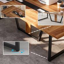 8FT Conference Table, 94.49 L X 47.24 W X 29.53 H Inches Large Meeting Podcast Table For 10 People, Business Style Wooden Training Table With Strong Metal Frame For Office Conference - Redwood - View 7