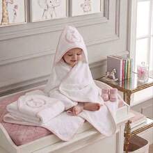 Set Of 2 Personalized Baby Initial/Name Hooded Bath Towels With Embroidery, 100% Cotton, High Absorption, Pink - 淺粉色 - 查看 7