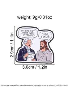 "We The People" Funny Jesus & Founding Father Enamel Pin, Unique Gift Idea, Perfect For Collectors, Durable Design, Eye-Catching Accessory - Multicolor - View 3