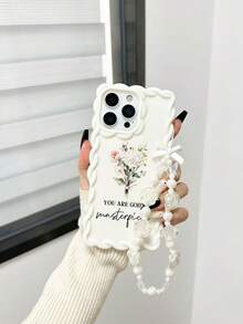 Twist Wave Edge Minimalist Premium TPU Floral Letter Painted Shockproof Phone Case Protective Cover With Beaded Bracelet Accessory Compatible With IPhone 17pro/17Air/17/17promax 16/11/16pro/16plus/16promax/16e/15Promax/13/14/12/XS/XR/7G/8PXR/7/8 Painted For IPhone 15Promax Apple 13 Phone Case 14 Apple 11 Soft Shell P12 Shockproof X Twist Wave Edge 12/14 Painted TPU Shockproof Soft Shell Phone Case - Multicolor - View 1
