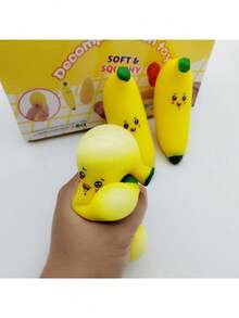 2PCS Cartoon Expression Yellow Banana Squishy Decompression Toy, Soft Stretchy Fruit-Style Stress Reliever, Lovely Mini Table Ornament, Unique Fruit Themed Gift For Squishy Toy Fans On Birthday And Holiday Occasions. - Multicolor - View 8
