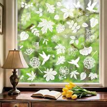 - Hojas de primavera y verano de doble cara para ventanas de hojas blancas, colibr, diente de len, anticolisiones, puertas, calcomanas de ventana - Multicolor - Ver 3