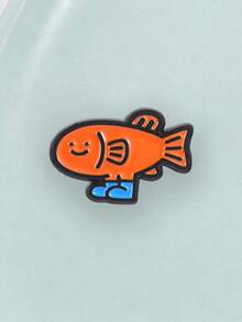 穿鞋子的趣味魚琺瑯別針，可愛卡通胸針，獨特衣物與包包配件，完美禮物選擇 - 橘色 - 查看 6