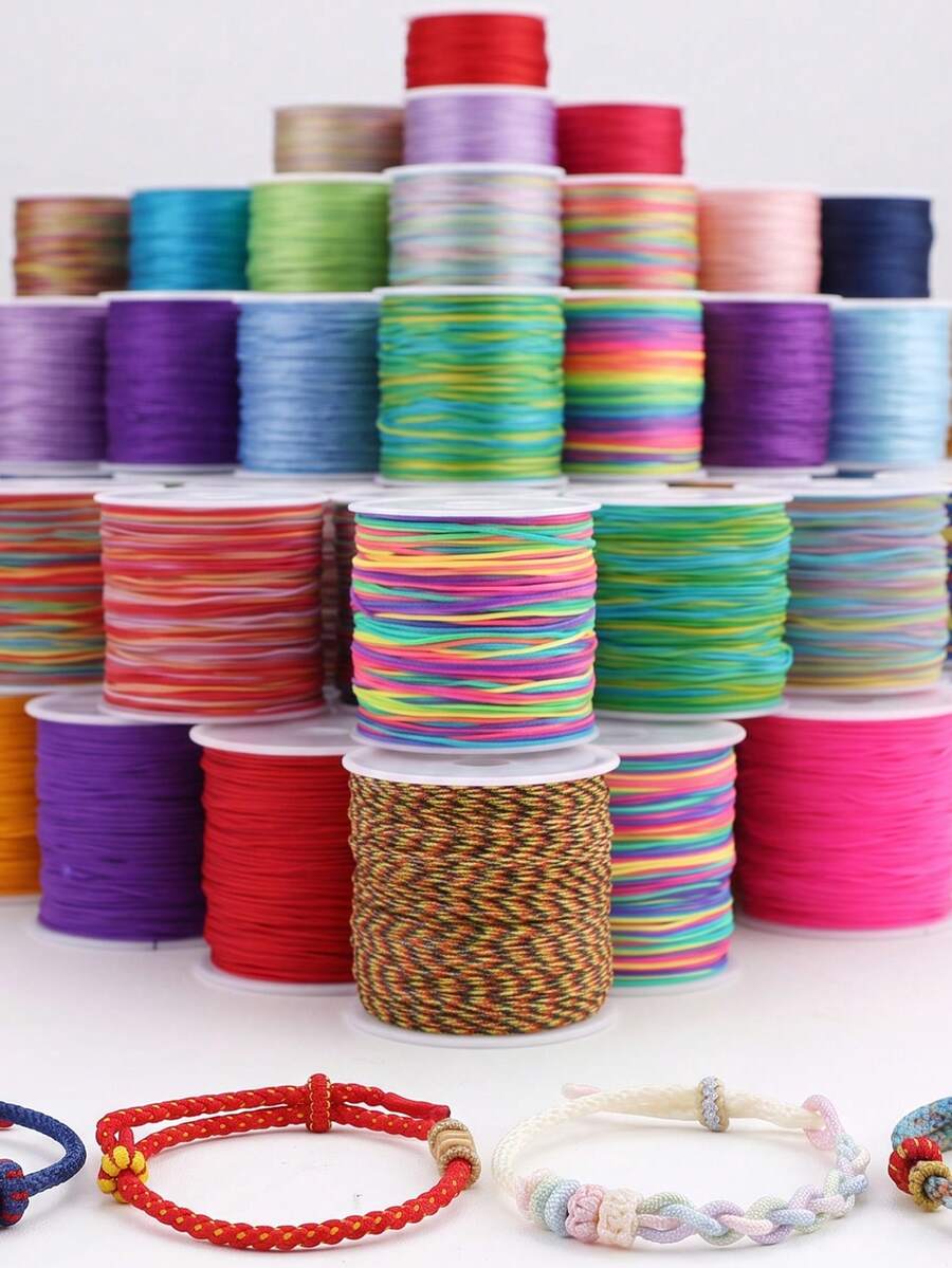 beadia 1Roll,30M Meters,0.8MM Gradient Dyeing Jade String For Crafting Hand Ropes/String Suitable For Pendants/Material For Hand-Woven Ropes,Multi-Color Hand