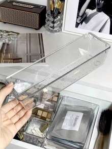 1/2/4/6層抽屜收納盒 3"X9" 塑料收納容器，壓克力桌面收納托盤附防滑墊，透明收納盒適用於化妝品、珠寶、廚房、浴室與辦公用品 - 查看 10