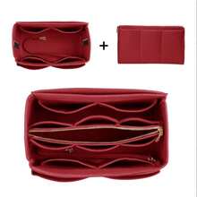 1pc Extra Large/Large/Medium/Small Multi-Functional Large Capacity Felt Fabric Inner Bag, Large Capacity Cosmetic Bag, Felt Bag, Medium Bag, Detachable Minimalist Storage Organizer - Burgundy - View 3