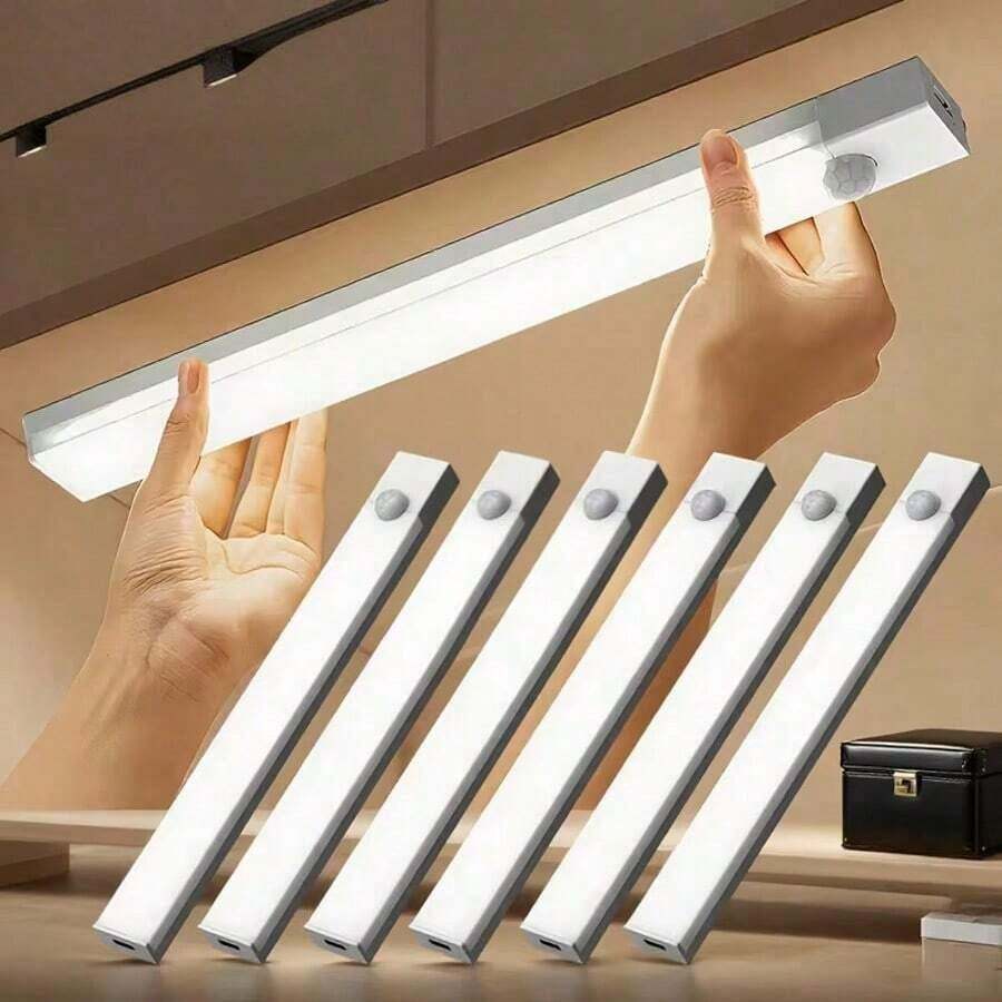 1/6 cái dải đèn LED cảm biến chuyển động 20cm/30cm/50cm cho tủ, thay đổi 3 màu, phù hợp cho tủ, kệ giày, đèn trang trí lối vào, sử dụng trong nhà/ngoài trời, trang trí nhà, bếp, phòng ngủ, tủ quần áo, phụ kiện gia đình thiết yếu - Đèn tủ - Xem 1