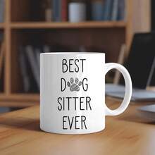 [24-Hour Shipping Within Mexico] Double-Sided Print Mug "Best Dog Caregiver Ever" White Ceramic Coffee Mug - Insulated, Reusable With Paw Print Design - Ideal Gift For Pet Lovers On Birthdays, Holidays, Christmas, Valentine's Day, Best For Christmas - 2 - 查看 5