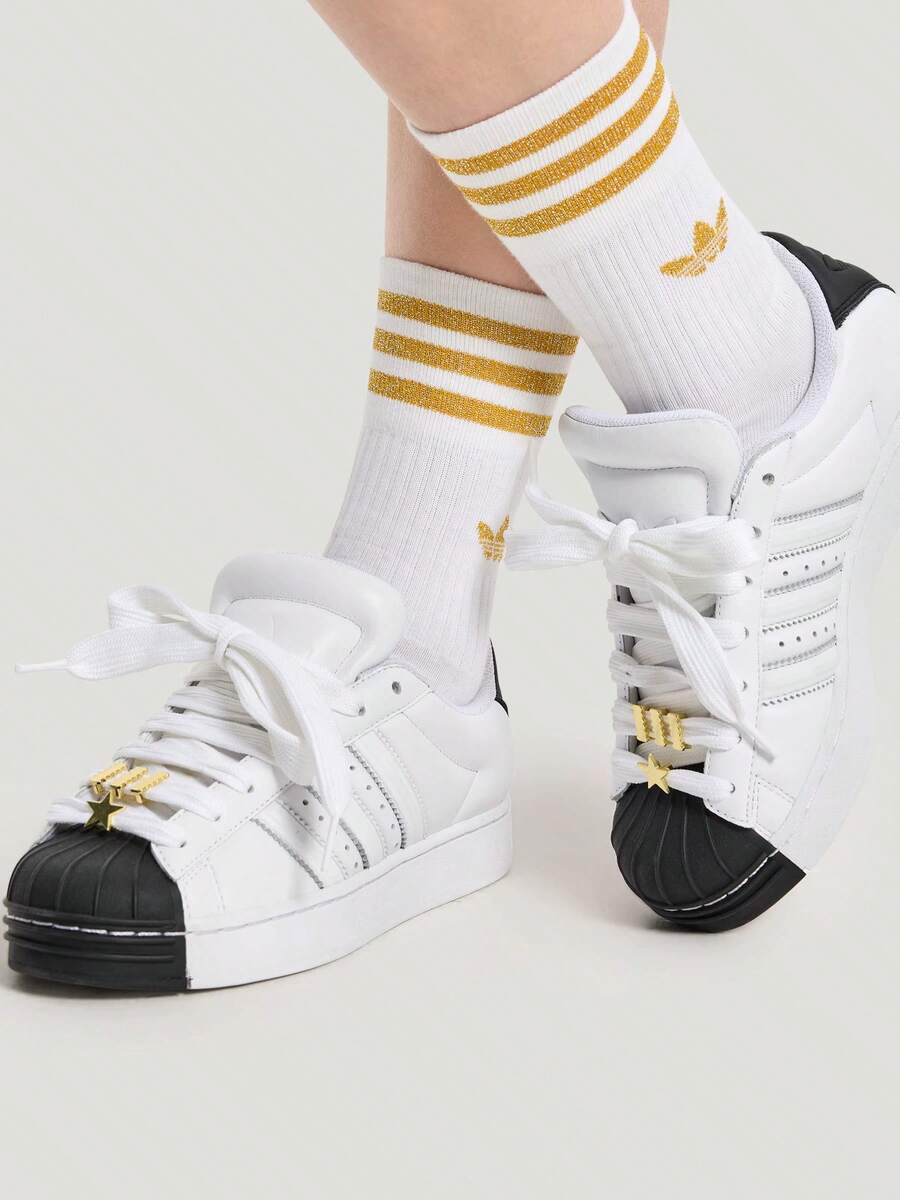 Adidas Clover Women's New Sneakers, Versatile Shell Toe Casual Sneakers - Black and White - View 1