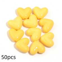 50pcs 3D Acrylic Candy Color Heart Beads, Shiny Colorful Heart-Shaped Beads For DIY Jewelry Making, Necklace, Earrings, Bracelet, Keychain Decorative Accessories - Heart-shaped - View 25