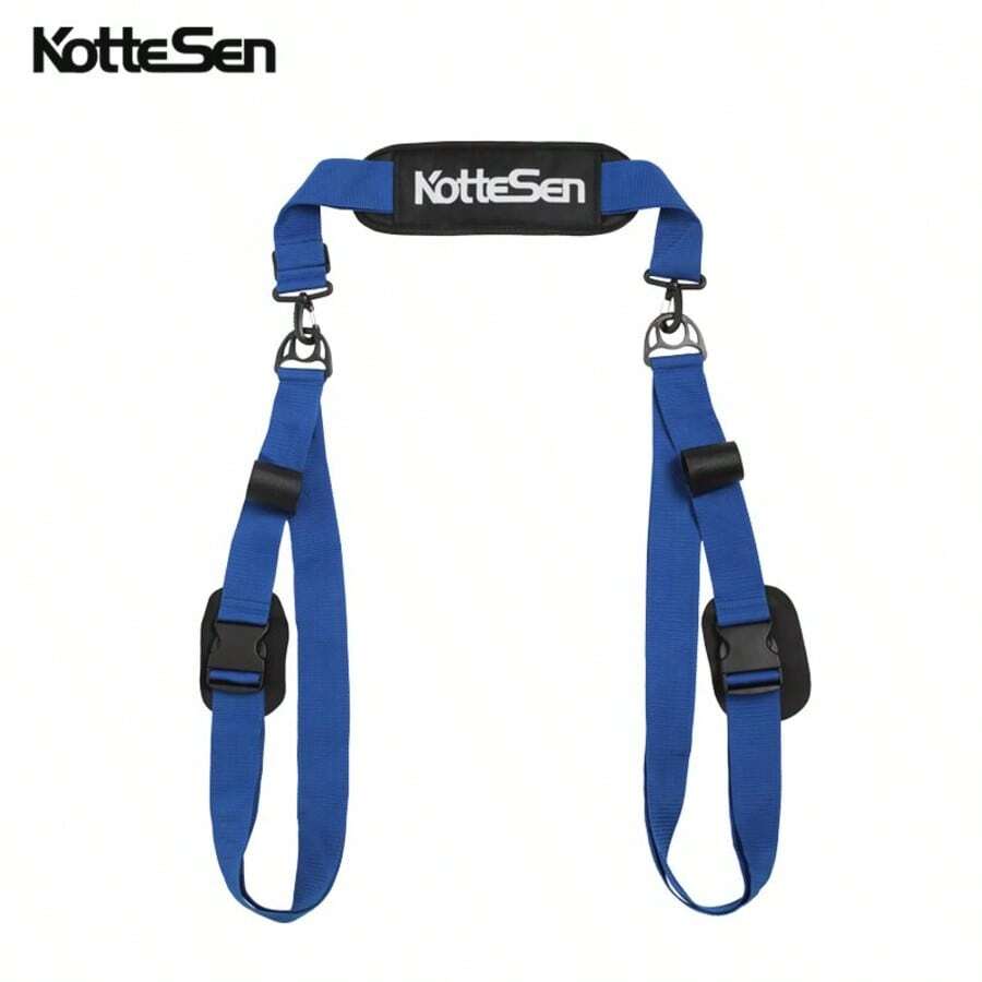 KotteSen 可調節衝浪板立槳板肩帶，便攜式 SUP 板攜帶帶加厚緩衝墊，可調節長度省力不磨皮膚快拆衝浪板肩帶，立槳板攜帶帶，戶外便攜立槳板獨木舟通用肩帶 - 藍色 - 查看 1