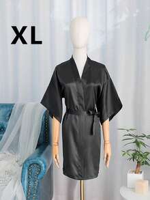 Customized Satin Bridal Robe, Half Sleeve Design, Customized Bridesmaid Bridal Robe, Personalized Satin Robe, Customized Bridal Robe, Bridesmaid Getting Ready Robe, Wedding Party Robe, Lace Trim Robe, Customized Name Robe, Bridal Robe Gift, Getting Ready Robe, Forever Love - Multicolor - View 17
