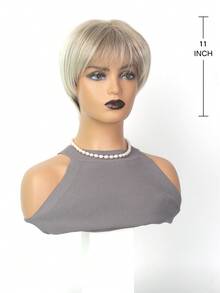 10 Inch Short Light Grey Blonde Elf Wig With Bangs, Women's Natural Heat-Resistant Synthetic Wig, Daily Wear - Multicolor - View 6