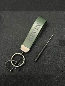1pc Customized Men's High-End Creative Minimalist Car Hanging Keychain, Personalized Fashion Wristband Keychain, Retro Leather Keychain, Accessory, Spring Series - Multicolor - View 15