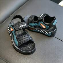 Sandalias abiertas de niña con lazo de strass, sandalias transpirables para playa y vacaciones - Negro - Ver 4