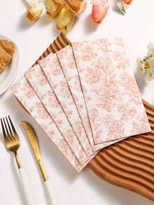 20pcs Disposable Paper Napkins Are The Perfect Choice For Western-Style Party-Printed Tableware. Their Simple Lace Patterns Suit Birthdays, And Other Occasions. Ideal For Indoor And Outdoor Dining, Festive Home Tableware, - A - View 4