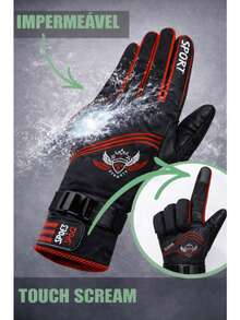 Waterproof, Non-Slip Motorcycle Gloves With Finger Grips - 紅色 - 查看 3