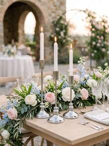 Classic Tiered Taper Candle Holder, Silver Romantic Valentine's Day Decorative Candle Stand, Elegant Tabletop Centerpiece, Wedding Romantic Candle Holder, Fireplace Decor Candle Holder, Wedding Home Decor Pillar Candle Stand - Elegant Style - View 7
