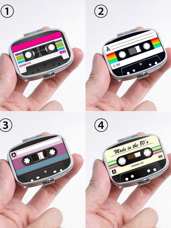 Square Pill Box With Printed Pattern And Magnetic Strip, Portable Pill Storage Compartment, Mini Metal Storage Box, Portable Jewelry And Pill Box, Travel Pill Box, Large Capacity Compartment, Weekly Pill Organizer Box, Suitable For Daily Medication And Vitamins, Essential For Doctors And Nurses, Emergency Needs, Travel, Hiking Emergency Rescue, Personalized Creative Gift With Logo
