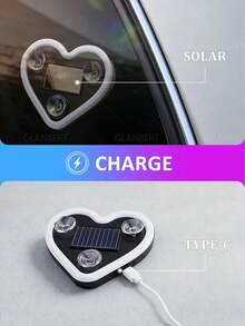 GLANBERT 汽車 LED 氛圍燈，可充電太陽能心形 LED 燈，6 種照明模式，浪漫汽車與戶外裝飾，適合情侶、女性、男性的理想禮物（搖晃即可在黑暗中亮起） - 太陽能+usb供電 - 查看 6