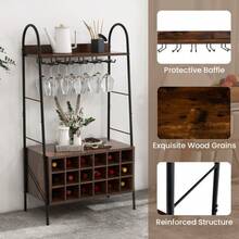 Baker's Rack With Detachable Wine Rack And 5 Rows Of Stemware Holder - View 11
