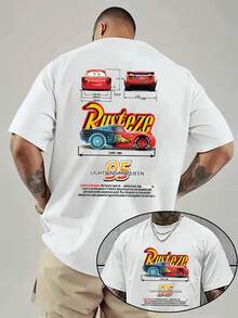Disney Men'S T-Shirt Featuring Lightning Mcqueen From 'Cars', With Double-Sided Prints On The Front And Back. This Casual - 2 - 查看 2