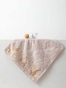 4PCS Floral Jacquard 100% Cotton Reversible & Decor For Bath/Kitchen/Spa & Gift, 2pcs Bath Towel 2pcHand Towel Set, - Beige - View 4
