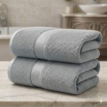 H&R Set Of 2 Jumbo Extra Large Bath Sheets – 85 X 175 Cm Super Soft, Highly Absorbent, Quality Towels For Bathroom, Spa, Gym & Hotel Use - Silver - View 2