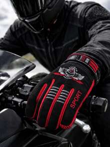 Waterproof, Non-Slip Motorcycle Gloves With Finger Grips - 紅色 - 查看 5