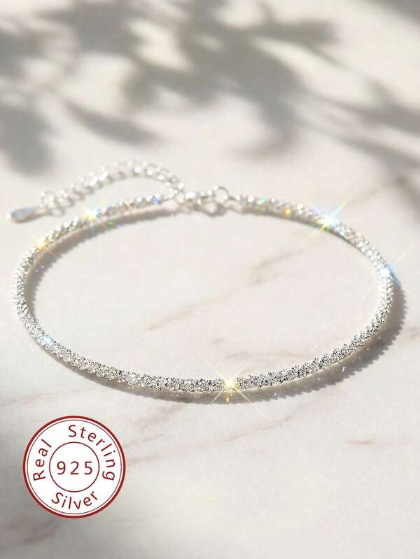 1pc S925 Sterling Silver Starry Sky Ankle Chain Exquisite Women's Jewelry; The Perfect Choice For Proms, Parties, Dates, Or Celebrating Holidays