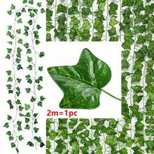 100/2m Artificial Green Ivy Vine Garland, Faux Leaf Plant Vine Hanging Climbing Garland, Suitable For Garden, Wedding, Party, Wall Decoration - Green - View 18