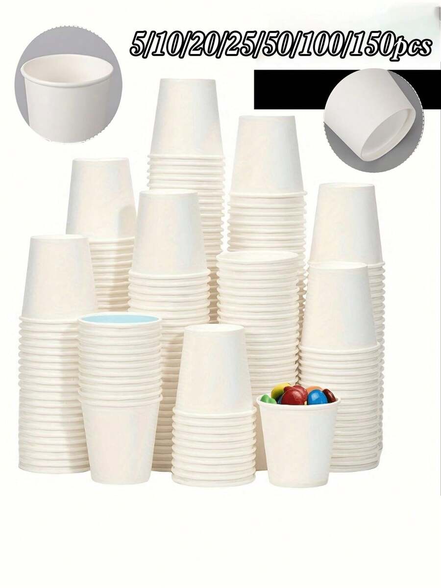 5/10/20/25/50/100/150pcs Disposable Paper Cups, Suitable For Tasting, Snacks, Office Coffee And Beverages - Ideal For Supermarkets, Hotels And Home Use - Multicolor - View 1