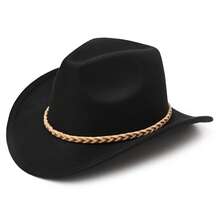 2PCS Sombrero de Mezclilla Estilo Americano Decorativo Tejido con Cuerda de Dos Colores Simple y Elegante Adecuado para Hombres y Mujeres, Adecuado para Baile Rural, Sombreros Diarios - sombrero de vaquero - Ver 2