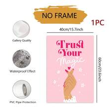 1件裝「Believe In Your Magic」粉色勵志語錄帆布壁畫，唯美女性風牆飾，無框，適用於客廳、臥室與居家辦公室 - 彩色 - 查看 8