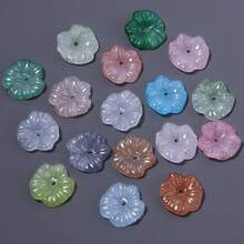 100顆壓克力3D蓮葉珠，直孔散珠，DIY手工耳環、頭飾、手鍊、項鍊配件材料，居家裝飾飾品、吊飾、鑰匙圈、手機鍊手工配件 - 彩色 - 查看 6
