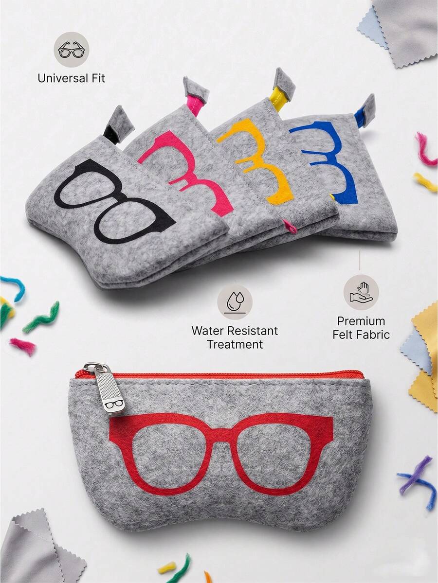 Zippered Eyewear Storage Bag, Playful Casual Style, Colorful Eyewear Pattern Print, Shock-Proof Storage, Prevents Eyewear Scratches, Suitable For Daily Outings, Outdoor Travel And Backpack Organization - A - View 1
