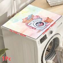 1pc, Home Decor, Laundry Theme Pattern Printed Washing Machine Dustproof Mat, Rubber Soft Bottom, Laundry Room Accessories, Washing Machine Top Protection Mat, Water-Absorbent Quick-Drying, Refrigerator Dustproof Cover Mat, Coffee Machine Countertop Water-Absorbent Mat, Diatomaceous Earth Drainage Mat, Modern Laundry Room And Kitchen Appliance Washing Machine And Dryer Dustproof Cover, Home Decor, Kitchen Dining Room Decor - Multicolor - View 12
