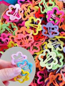 20/30/40/50pcs Random Color Combination Set, Colorful Dopamine Flower Shiny Minimalist Women's BB Hair Clips, Bangs Hair Clips Hair Accessories, Suitable For Daily Use - Multicolor - View 11