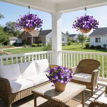 1pc Artificial Morning Glory, Outdoor Spring/Summer Decor, UV Resistant Purple Realistic Silk Floral Plant, Suitable For Outdoor Planters, Patio, Porch, Yard, Window Box - Light Purple - View 2