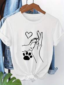 Short-Sleeved T-Shirt With Print 8076 - [Putih] - View 1
