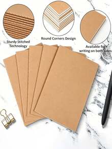 4pcs Mini Notebooks, Pocket Journals, Memo Pads, Logbooks, 64 Pages Black Exercise Books, Kraft Paper - Multiple Styles - View 5