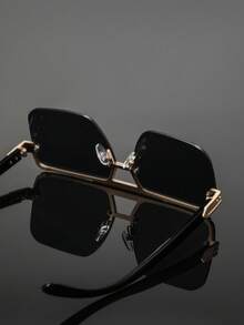 1 Pair Men's Metal Square Double Bridge Half-Frame Glasses, Premium Exquisite Classic Elegant Business Style, Steady Reserved Low-Key, Fashion Eyewear Suitable For Daily Commute, Business Travel, Driving, Golf - Multicolor - View 9