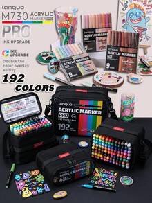 Languo New Color Series Heavy Ink Painting Pens, 288/192/96/72/48/9 Rich Ink Marker Pen Set, Skin Tone And Pastel Color Assortment Available, Soft Liquid-Flow Tip, Vibrant Colors, Strong Coverage, Suitable For Art Students And Artists, Applicable To Canvas, Rock Painting, Wood, Stone, Glass, Ceramic, Fabric Painting, DIY Crafts, Creative Graffiti Creation. Perfect Gift Set For Boys/Girls, Back To School Essential Learning Stationery - Sets - View 3