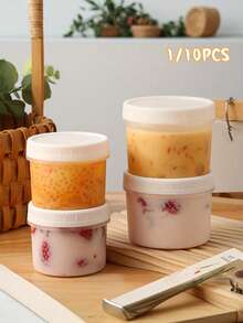 1/10pcs Small Food Containers, Reusable With Screw Lid - Plastic Freezer Storage Jars Suitable For Juice Pudding Cups, Ice Cream Bowls. Perfect For Preserving Jelly Desserts, Salads, Jams, Butter, Soups And Leftovers|Perfect Bento Box - Multicolor - View 2