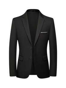 Áo blazer nam phong cách công sở nhẹ nhàng, màu trơn, dáng ôm, một hàng khuy, phù hợp mặc đi làm văn phòng và hằng ngày - màu đen - Xem 2