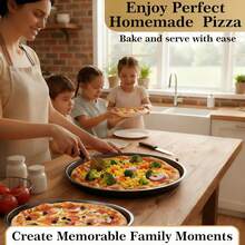 1pc 10/12 Inch Black Carbon Steel Round Pizza Baking Pan,Non-Stick Round Baking Tray,Suitable For Home And Commercial Baking,Cake Mold,Pizza,Fruit Mousse,Desserts,Tarts,Various Festivals,Party,Restaurant,Hotel,Birthday Gifts,Oven Use Only - Black - View 5