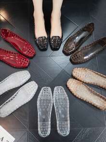 Summer Jelly Sandals For Women, Fashion Jelly Sandals Casual & Stylish Shoes, Elegant High Heel Soft Comfort Breathable Daily Outdoor Footwear - Style2 閃金 - 查看 3